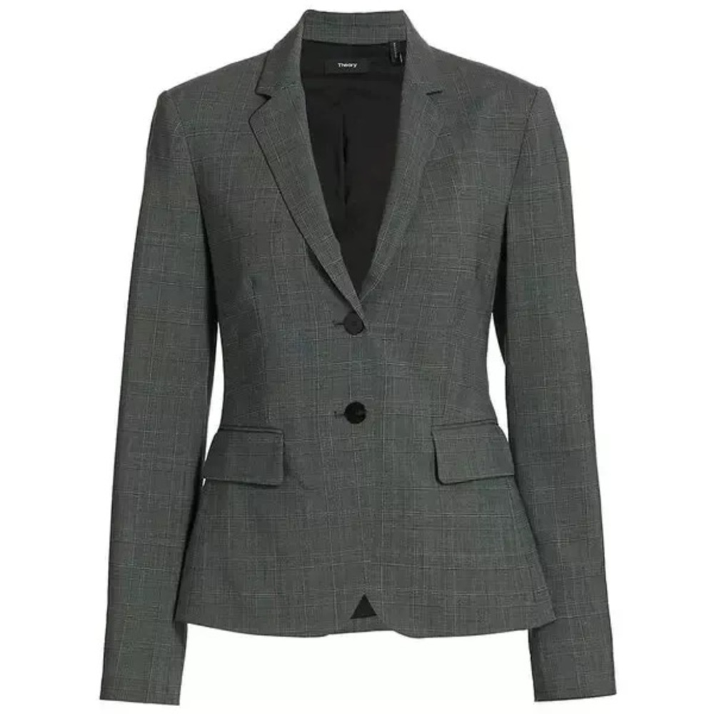 Theory Carissa Grey Plaid Blazer